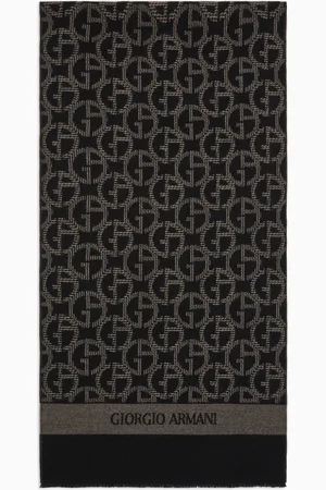 Giorgio Armani Bufanda de lana con monograma en tejido jacquard
