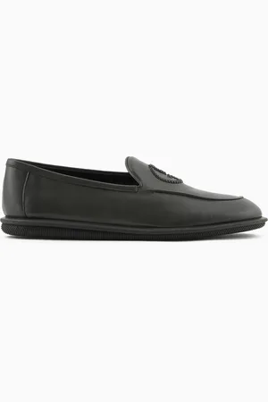 Giorgio Armani Mocasines de napa vintage con logotipo bordado