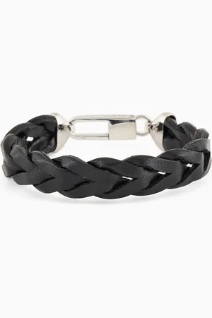Giorgio Armani Pulsera de plata 925 y piel trenzada