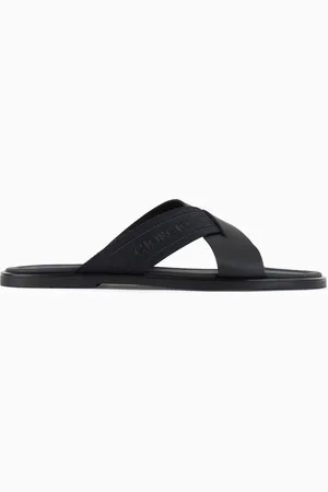 Giorgio Armani Sandalia de piel y cinta bicolor