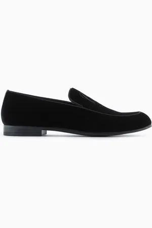 Giorgio Armani Mocasines de terciopelo con logotipo bordado