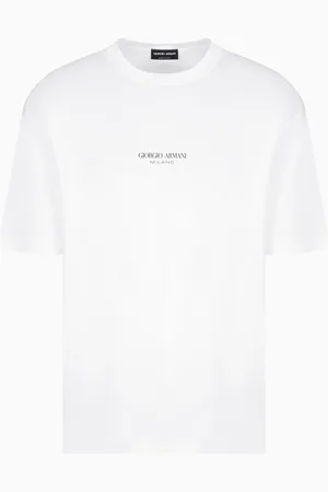 Giorgio Armani Camiseta de cuello redondo en interlock de algod??n