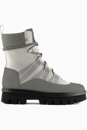 Giorgio Armani Bot??n bajo con cordones de nobuk, tejido t??cnico y napa Neve
