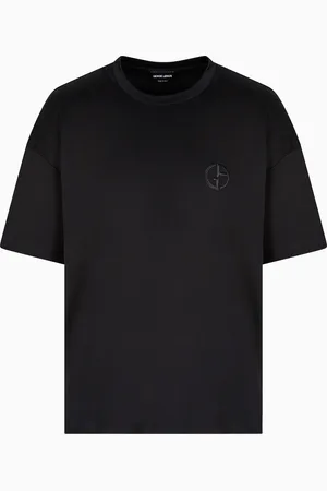 Giorgio Armani Camiseta de cuello redondo y corte ancho de interlock de algod??n org??nico