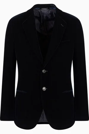 Giorgio Armani Chaqueta Icon de abotonadura simple de l??nea George en terciopelo el??stico