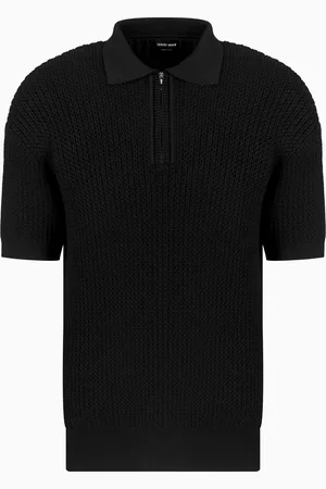 Giorgio Armani Polo de manga corta de mezcla de viscosa acanalada