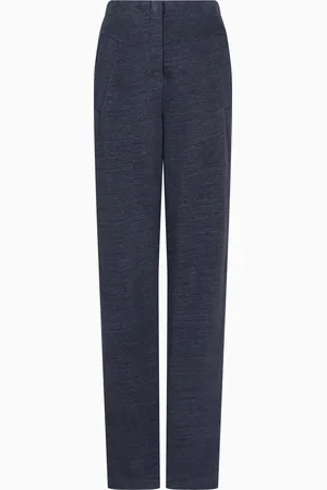 Giorgio Armani Pantalones rectos en punto de lino y viscosa