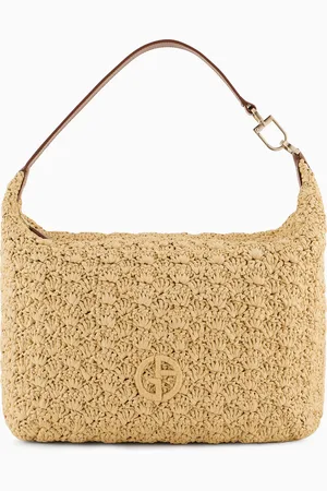 Giorgio Armani Bolso hobo grande la Prima Soft de rafia y piel