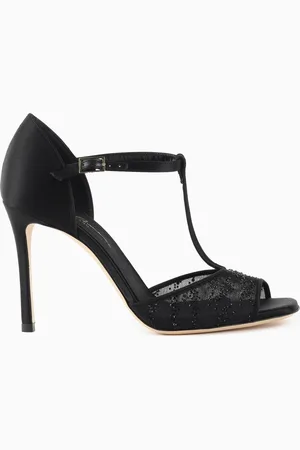 Giorgio Armani Sandalia con tira en forma de T de malla y strass