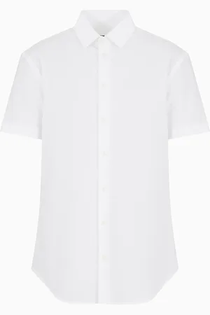 Giorgio Armani Camisa regular fit de manga corta de sirsaca de algod??n