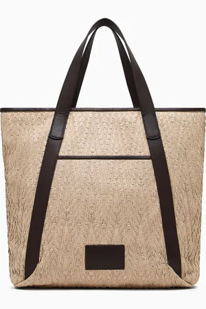 Giorgio Armani Bolso shopper de rafia y piel
