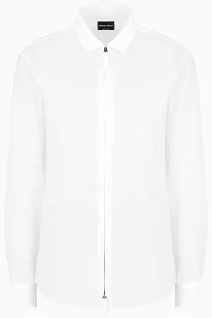 Giorgio Armani Camisa slim fit en sirsaca de algod??n con cremallera