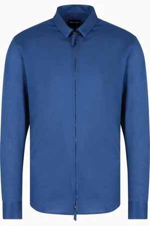Giorgio Armani Camisa slim fit en punto de algod??n microestructurado con cremallera