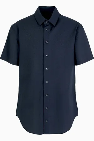Giorgio Armani Camisa regular fit de manga corta de sirsaca de algod??n