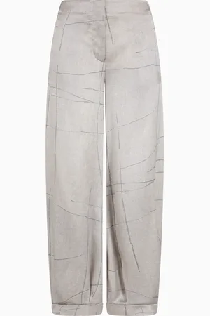Giorgio Armani Pantalones amplios de raso de seda estampada