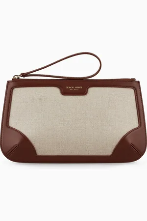 Giorgio Armani Bolso de mano la Prima de lona y piel con asa