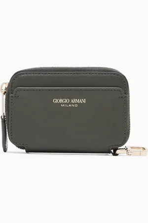 Giorgio Armani Cartera mini con cremallera perimetral de piel