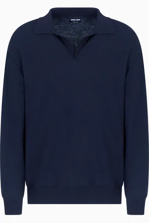 Giorgio Armani Polo de lana virgen y viscosa con microjacquard