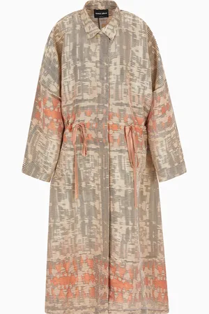 Giorgio Armani Abrigo largo en mezcla de seda cannet?? con tejido jacquard