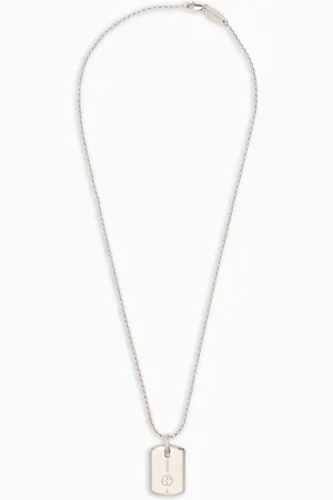 Giorgio Armani Collar de plata con placa con logotipo