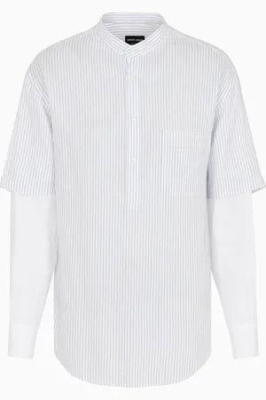 Giorgio Armani Camisa de corte holgado de viscosa, seda y algod??n a rayas