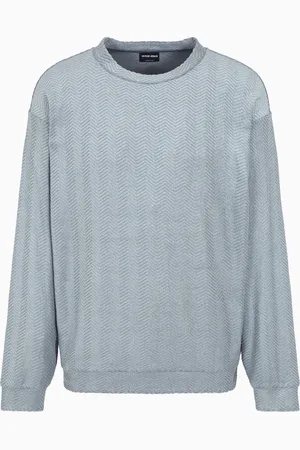 Giorgio Armani Sudadera de cuello redondo de seda y algod??n con motivo chevr??n