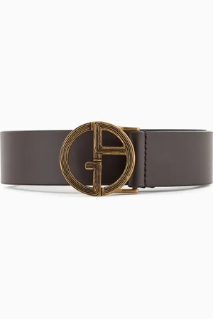 Giorgio Armani Cintur??n de piel con logotipo GA