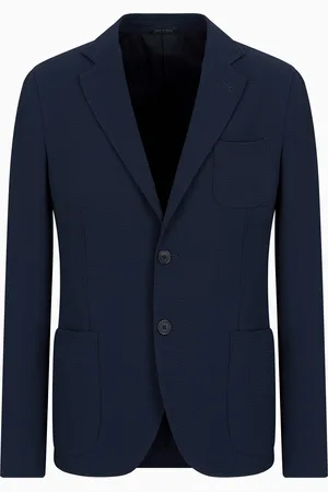 Giorgio Armani Chaqueta de abotonadura sencilla de sirsaca lisa de lana el??stica