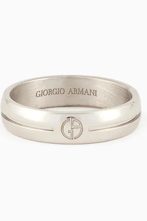 Giorgio Armani Anillo de plata de ley 925 con logotipo en relieve