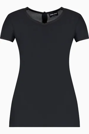 Giorgio Armani Blusa de charm??s de seda con cuello de pico