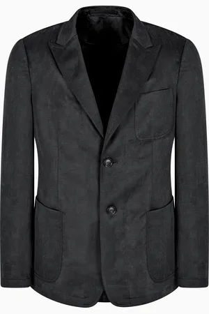 Giorgio Armani Chaqueta de abotonadura sencilla de tela de lyocell y lino efecto deste??ido