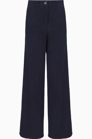 Giorgio Armani Pantalones de cinco bolsillos de pernera ancha en denim de algod??n, viscosa y l??rex con motivo floral de la colecci??n Denim