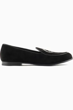 Giorgio Armani Mocasines de ante con logo bordado