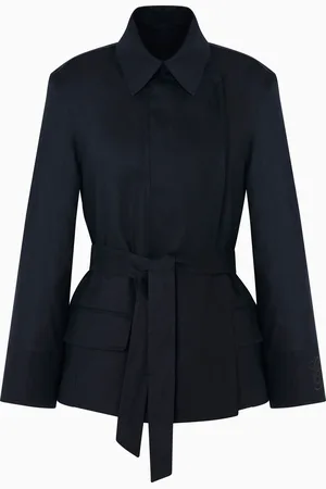 Emporio Armani Chaqueta camisera de lino puro con panel