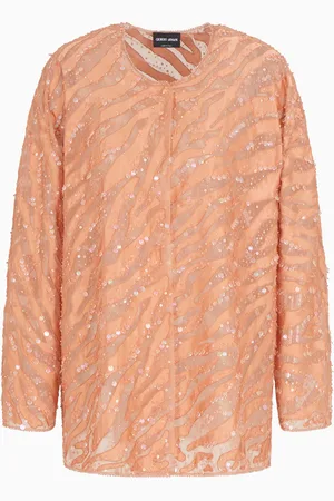 Giorgio Armani Camisa de organza con animal bordado