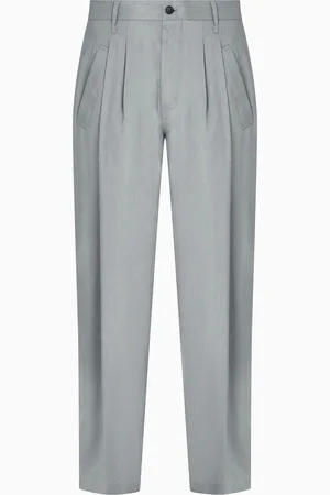 Giorgio Armani Pantalones de una pinza en tejido de viscosa y lino