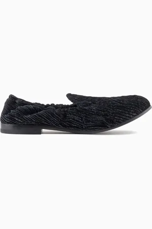 Giorgio Armani Mocasines de terciopelo trenzado con borlas