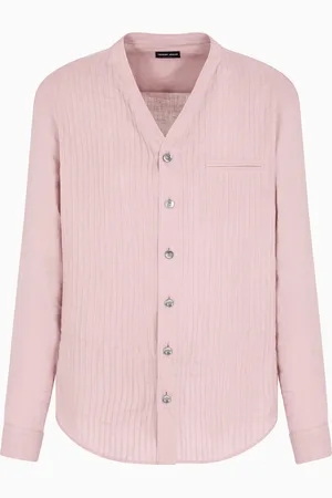 Giorgio Armani Camisa regular fit de lino con pliegues delanteros