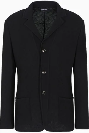 Giorgio Armani Chaqueta de abotonadura sencilla de punto de algod??n con elaboraci??n en tejido jacquard