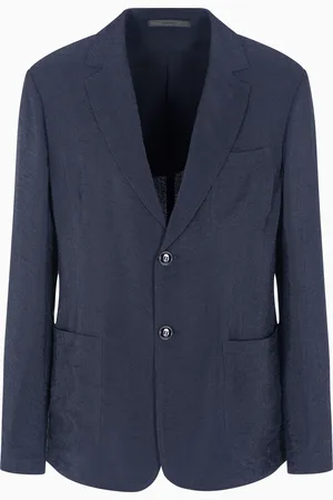 Giorgio Armani Chaqueta de abotonadura sencilla de cupro con motivo en tejido jacquard