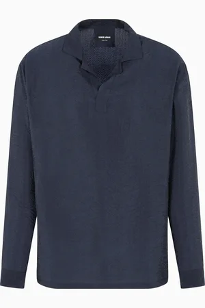 Giorgio Armani Camisa tipo polo de cupro con motivo en tejido jacquard