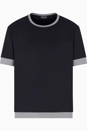 Giorgio Armani Camiseta de cuello redondo de punto de algod??n org??nico