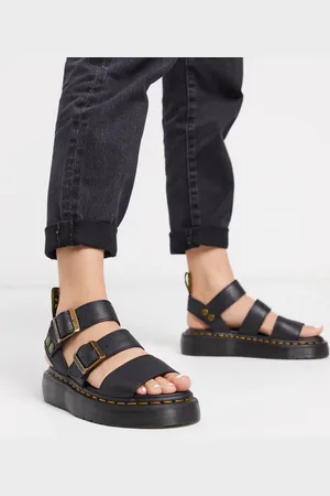 Dr. Martens Sandalias gruesas de cuero con herrajes dorados Gryphon Quad de