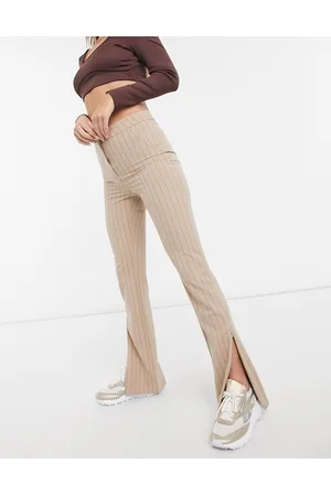 Weekday Pantalones de corte recto y raya diplomática con abertura delantera Alecia de