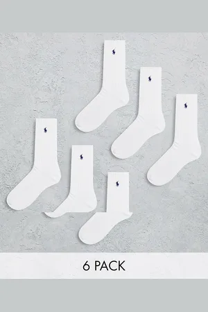 Ralph Lauren Pack de 6 pares de calcetines deportivos blancos con logo de caballo de