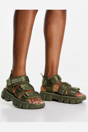 Shaka Sandalias caquis planas con detalle de doble tira Neo Bungy SF de -Verde