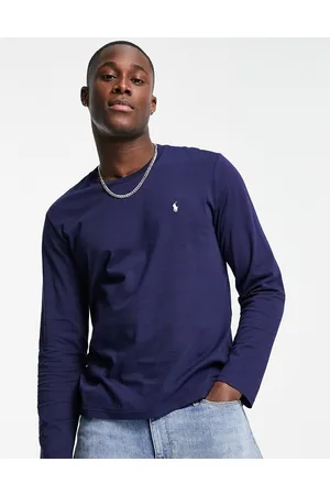 Ralph Lauren Top de algodón suave de manga larga en azul marino de