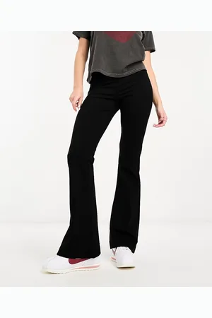 VERO MODA Pantalones negros de campana de tiro alto de