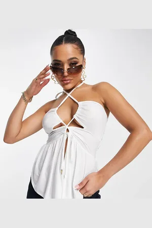 AsYou Top de tirantes con cuello halter y bajo acampanado de