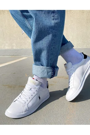 Ralph Lauren Zapatillas de deporte blancas con detalle a rayas y logo de caballo Heritage Court de